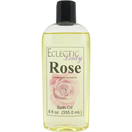 Rose Bath Oil - Scented Body Oil - Relaxing & Moisturizing Bathing Oil - Fragrance Body Oil For Dry & Rough Sensitive Skin - 8 oz