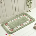 Rose Bathroom Rugs 1 Piece, Polyester Bath Shower Mat NonSkid Absorbent Shaggy Toilet Floor Rug