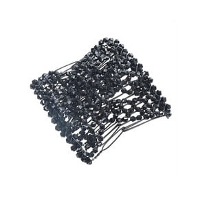 Rose Beaded Stretch Double Hair Combs, Magic Elastic Double Slide Bun Maker, Versatile Updo Hair Styling Clip for Women Daily & Wedding,black