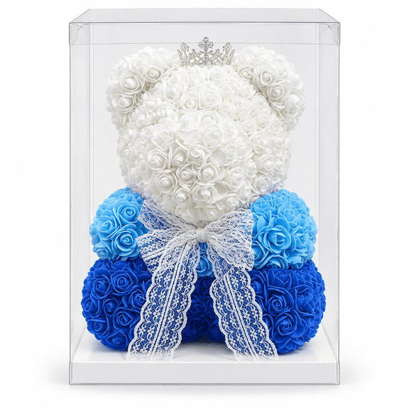 Rose Bear Gift Box, Preserved Rose Teddy Bear for Women, Romantic Flower Bear Gift for Valentines Day, Anniversary, Birthday, Wedding Decoration