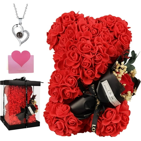 Rose Bear Gifts for Women, Rose Teddy Bear Gifts for Girlfriend,Flower Bear Rose Birthday Gifts for Her Wife, Mother Day Flower Bear Gifts for Mum