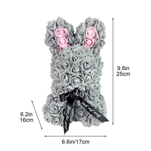 Rose Bear Rose Teddy Bear Flower Gift Black Box for Valentines Gifts Anniversary Christmas,Birthdays Bridal Showers - Flower Bear Clear Gift Box(E)