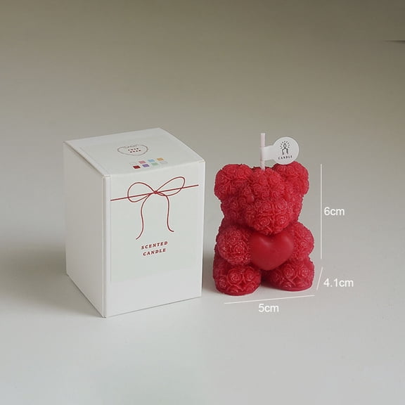 Rose Bear Shaped Soy Wax Scented Candle Handmade Floral For Valentine's Day And Celebration