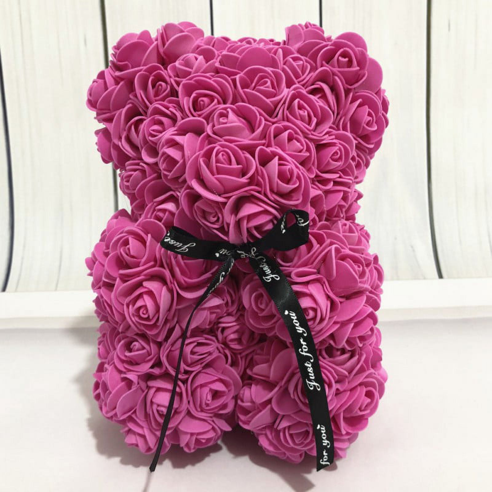 Rose Bear Teddy Bear with Ribbon Forever Artificial Rose Anniversary Christmas Valentines Gift