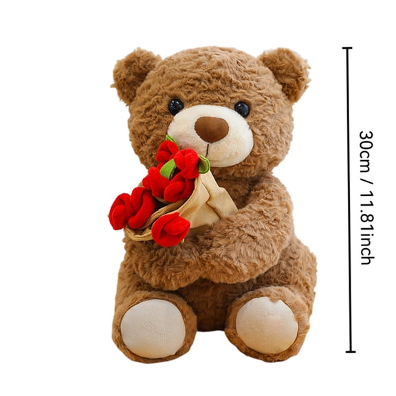 Rose Bear Toy, Cute Teddy Bear Holding Red Rose, Romantic Valentine's Day Gift and Warm Companion for Creating Sweet Memories and Symbolizing Everlasting Affection
