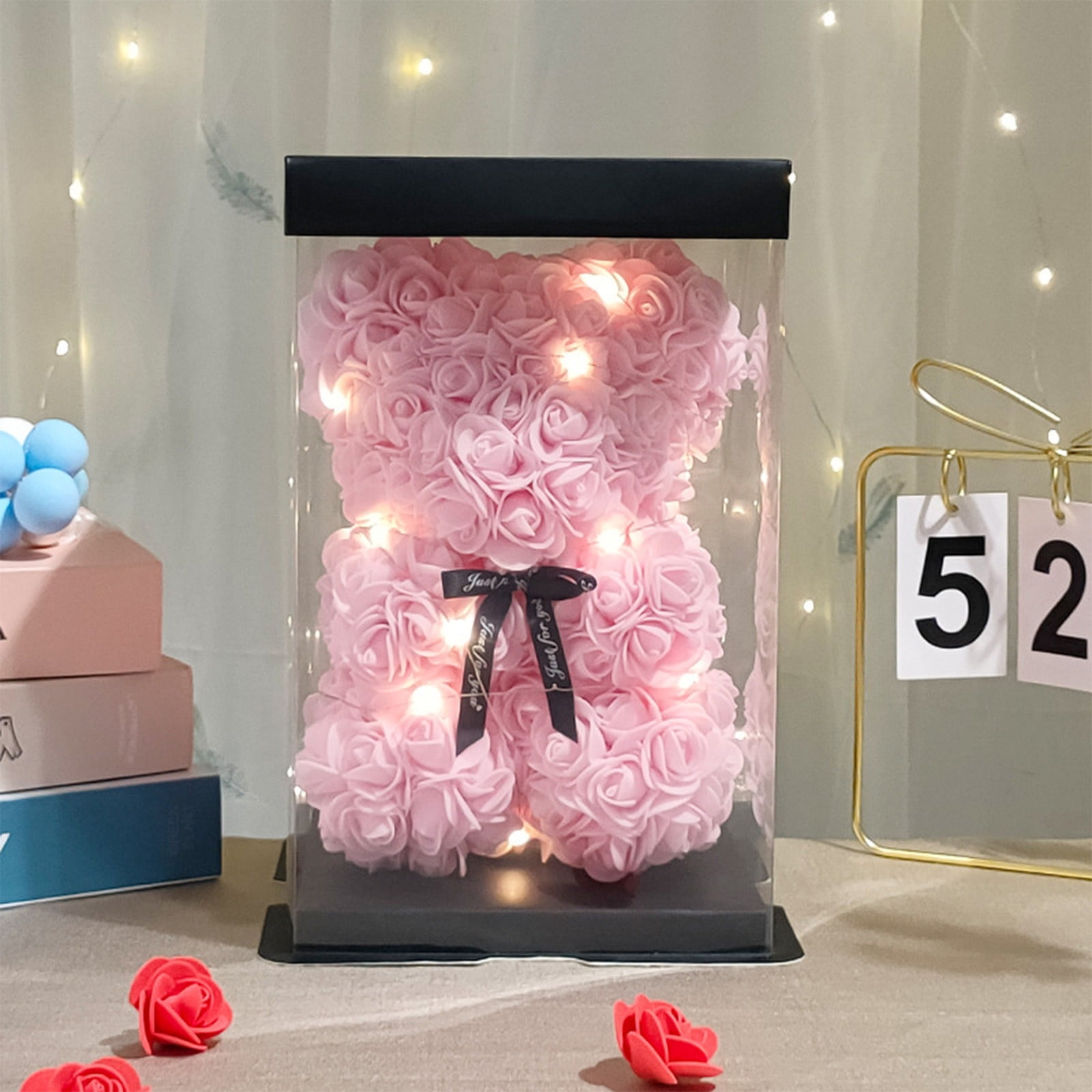 Zodight Ours en Rose, Rose Bear Teddy Flower avec Lères, Meilleur