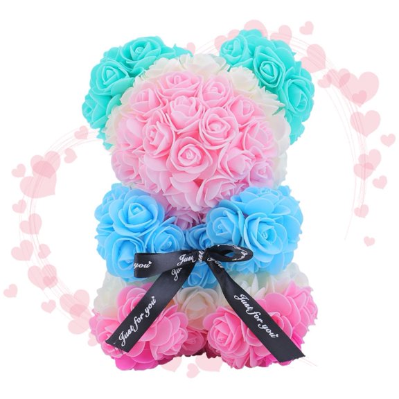 Rose Bears 8.66 Inch Handmade Fully Assembled Christmas Flower, for Birthday Valentine's Day Mother's Day Christmas Day Thanksgiving Day Women Wife Girlfriend