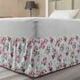 thumbnail image 1 of Rose Bed Skirt, Blooming English Rose Watercolor Painting Style Garden Shabby Form Wild Flowers, Elastic Bedskirt Dust Ruffle Wrap Around for Bedding Decor, 4 Sizes, Reseda Green Pink, by Ambesonne, 1 of 2