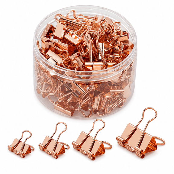 Rose Binder Clips 100pcsorted Sizes | Solid Metal Stainless Steel Handle Aesthetic Desk Supplies Office School Crafts & Document Organizing