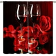 thumbnail image 1 of Rose Blackout Curtains, Romantic Rose Wine Couple Kitchen Living Room Home Curtains Cafe Restaurant Decoration 42x63in, 1 of 6
