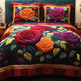Rose Bloom 3-Piece Quilted Bedding Set - Walmart.com