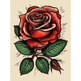 thumbnail image 1 of Rose Bloom Bud Old School USA Tattoo Ink Body Art Rockabilly Americana 50s Unframed Wall Art Print Poster Home Decor Premium, 1 of 3