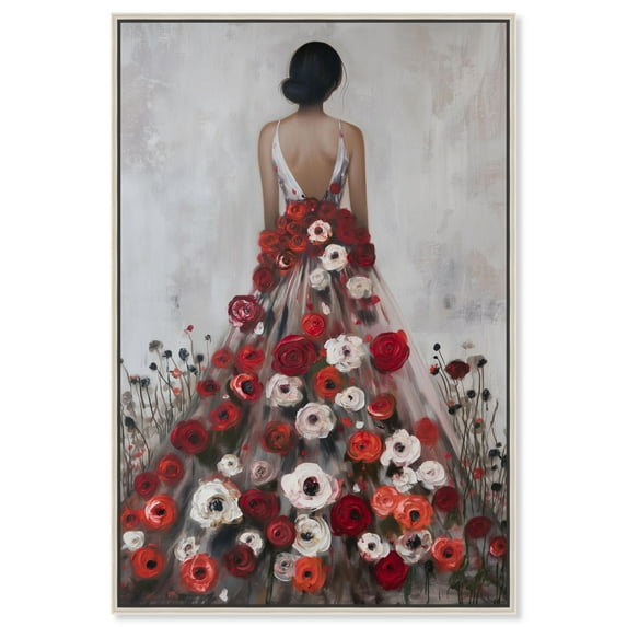 Rose Blossom Couture Canvas Ebony Portrait Art by Art Remedy, Silver Frame, 10" x 15"
