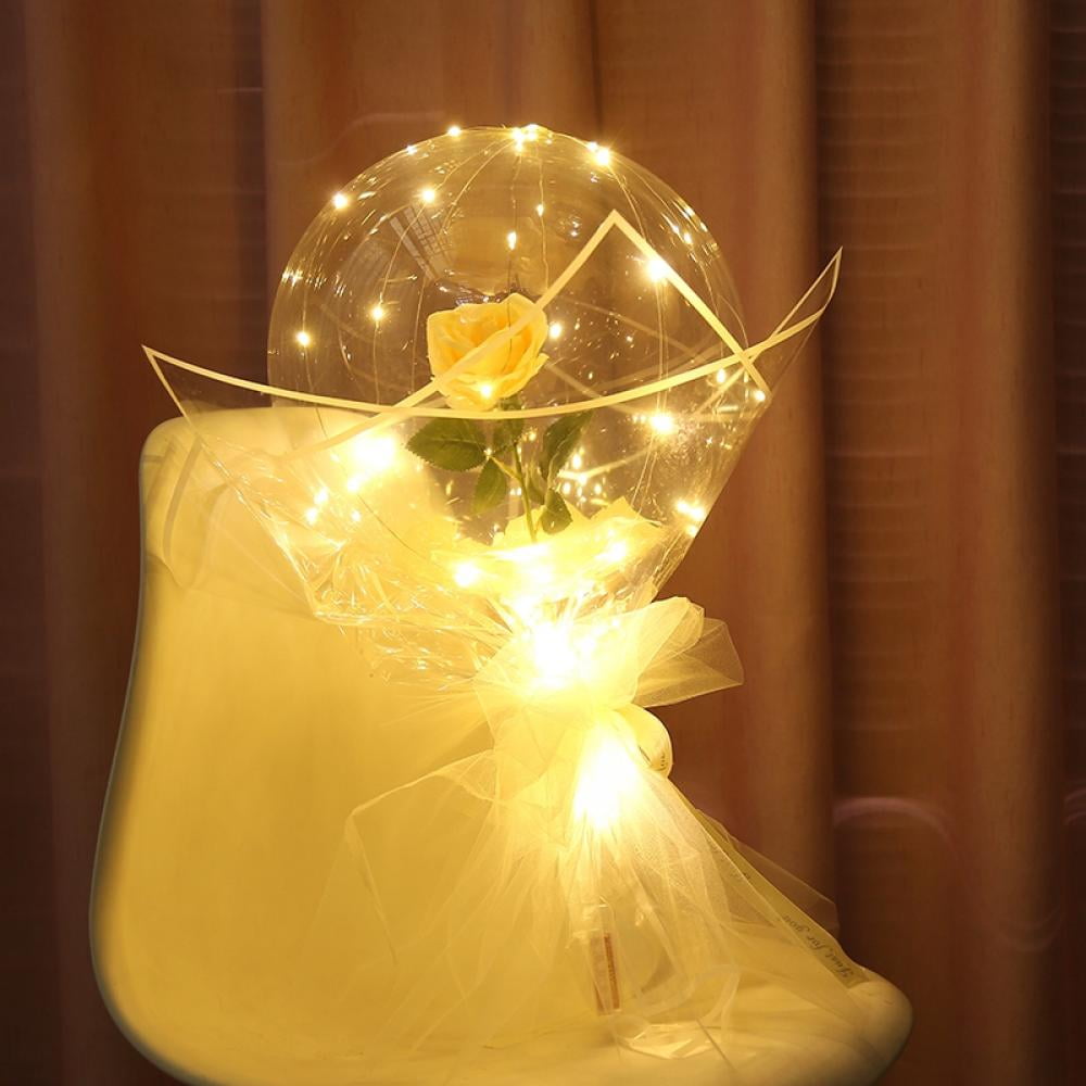 LED Light Balloon with Stick,Rose Bobo Ballon,Luminous Bobo