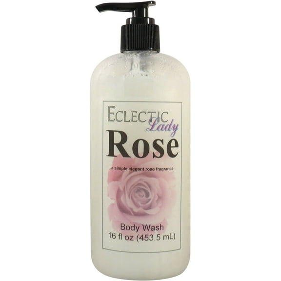 Rose Body Wash by Eclectic Lady, Liquid Shower Gel for Women and Men, 16 Ounces