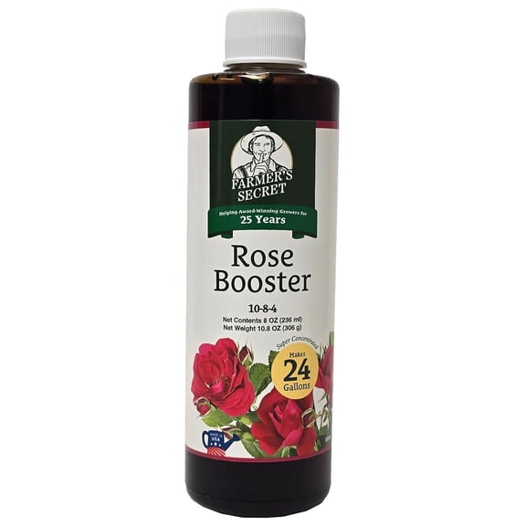 Rose Booster Fertilizer (8oz) - Super Concentrated - Formulated for All Types of Roses Throughout The Life Cycle - Encourages Healthy Growth and Vibrant Blooms