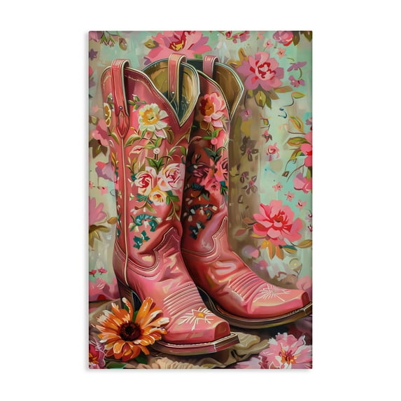 Stupell Industries Rose Boots Pink Cowgirl Canvas Wall Art, design by LSR Design Studio