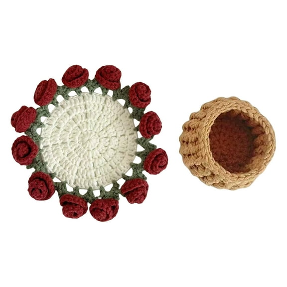 Rose Bouquet Crochet Coaster Kits Flower Coaster Crochet Starter Kits DIY Crochet Kits for Home Decoration