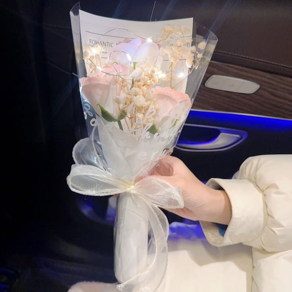 Rose Bouquet - Elegant Artificial Flowers for Wedding Decor, Home Display, and Gift Giving | Lifelike, Long-Lasting, Sophisticated Aesthetic, 3 Flowers