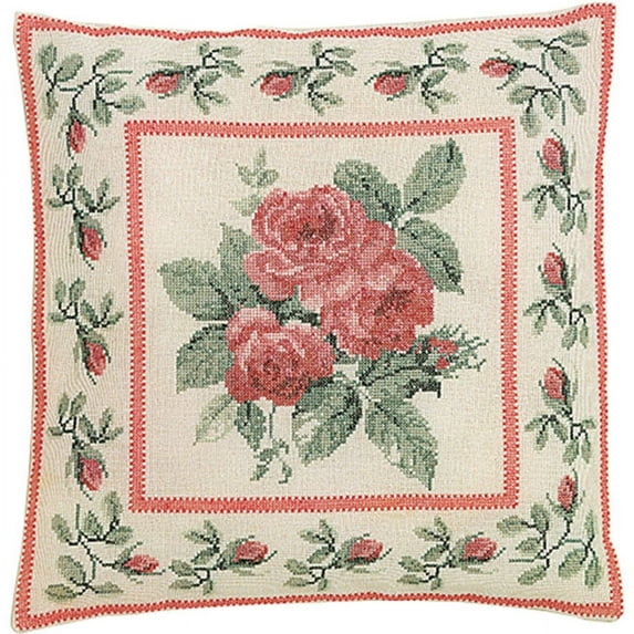 Rose Bouquet On Aida Counted Cross Stitch Kit, 13.75" x 13.75", 12 Count