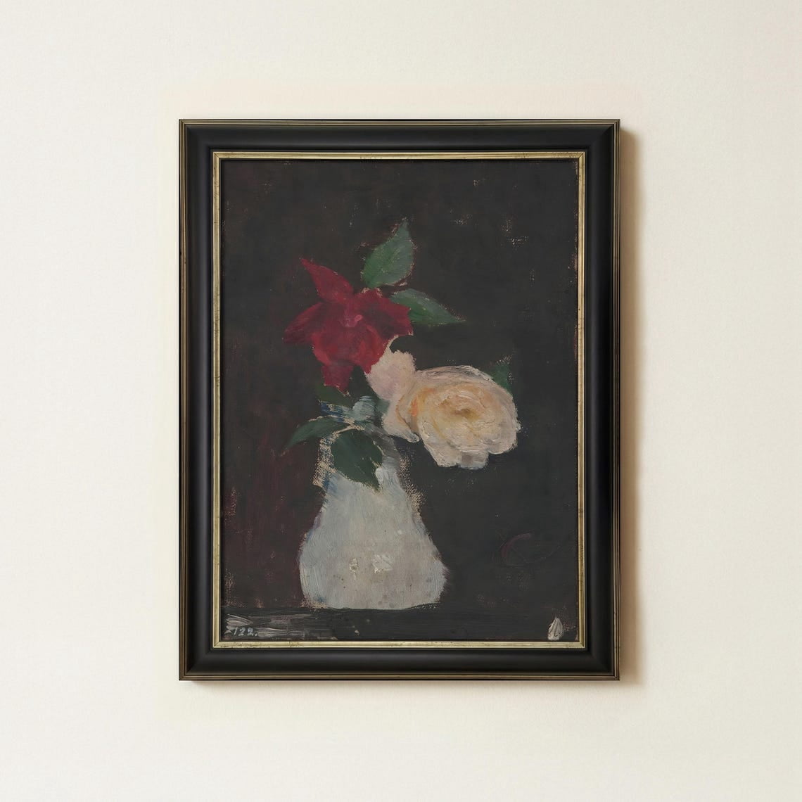 Rose Bouquet Still Life Wall Art Print For Dark Botanical Decor ...