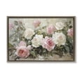 thumbnail image 1 of Stupell Industries Rose Bouquets Pink and White Brown Framed Floater Canvas Wall Art, design by Petal Prints Design, 1 of 9