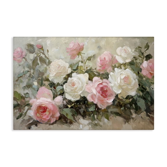 Stupell Industries Rose Bouquets Pink and White Canvas Wall Art, design by Petal Prints Design