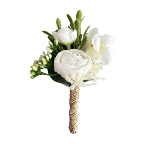 Rose Boutonniere for Men, 1PCS, Groom Groomsman Boutonnieres with Artificial Flower for Wedding Ceremony Anniversary, Formal Dinner Party, Fall Vintage Rustic Marriage Prom, 2.75 x 4.72 inch