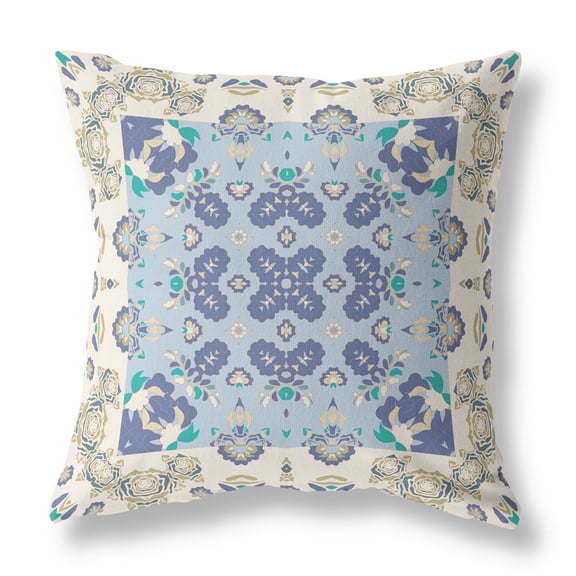 16" Rose Box Broadcloth Blown and Closed Pillow in Multi-Color Fabric