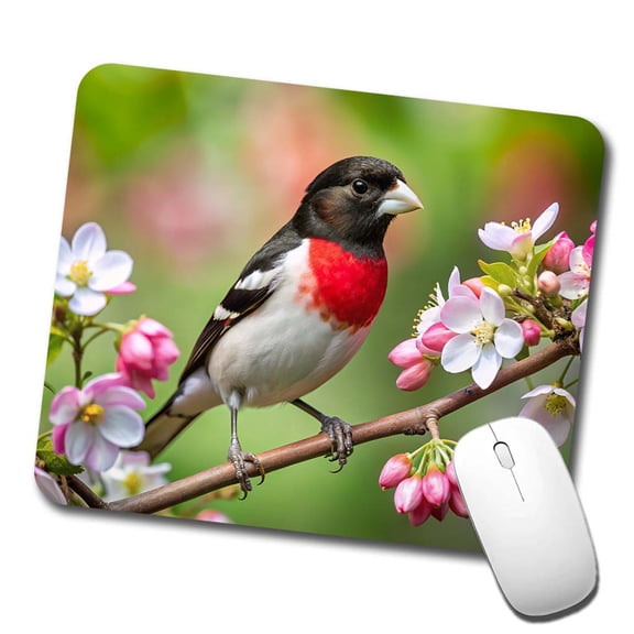 Rose Breasted Grosbeak Backyard Bird Mouse Pad Low Profile Gaming Mat