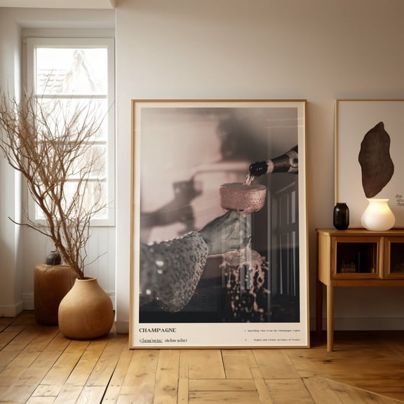 Rose Bronze Champagne Definition Wall Art Bar Cart Decor, Unframed Canvas Size 24x36