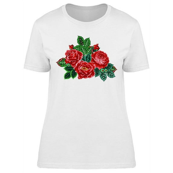 Rose Buds And Leaves T-Shirt Women -Image by Shutterstock, Female 3X-Large