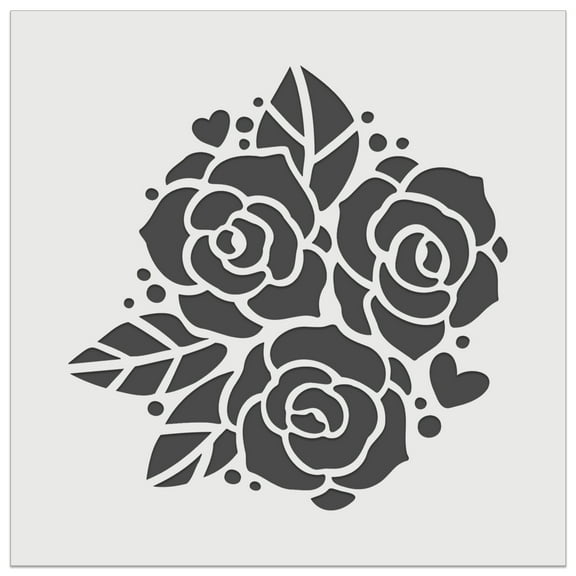 Rose Bundle Wedding Bouquet DIY Cookie Wall Craft Stencil - 5.5 Inch