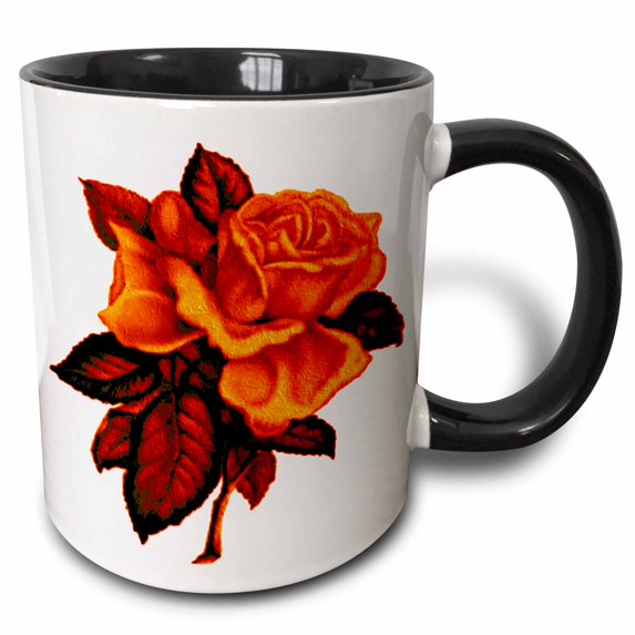 3drose, Rose Burnt Orange Tone, 11oz Two-tone Black Mug