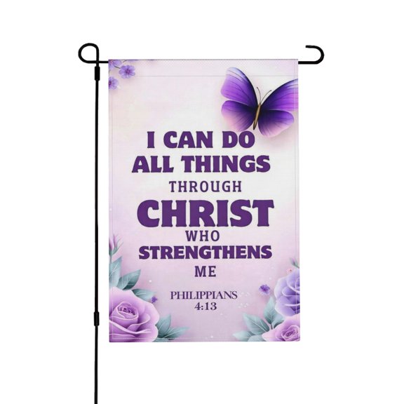 Rose Butterfly Philippians 4 Lavender Floral Double Sided Garden Flag Outdoor Waterproof Yard Decor Banner 18x12 Inch