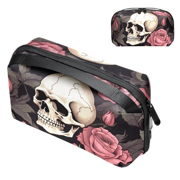 Rose Cable Organizer Waterproof Oxford Cloth Travel Case, PC Case, Cable Organizer Bag, Cable Organizer Desk, Electronic Digital Products Storage Case 5.9x9.44x3.14 in