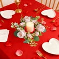 thumbnail image 1 of Rose Candle Ring, Floral Centerpiece for Table, Valentines Day Wedding Party Decor with Faux Roses and Greenery(A), 1 of 6