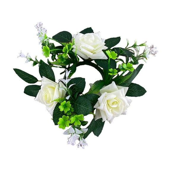 Rose Candle Wreath Artificial Realistic Table Centerpiece Multi Use Holiday Party Decoration Durable