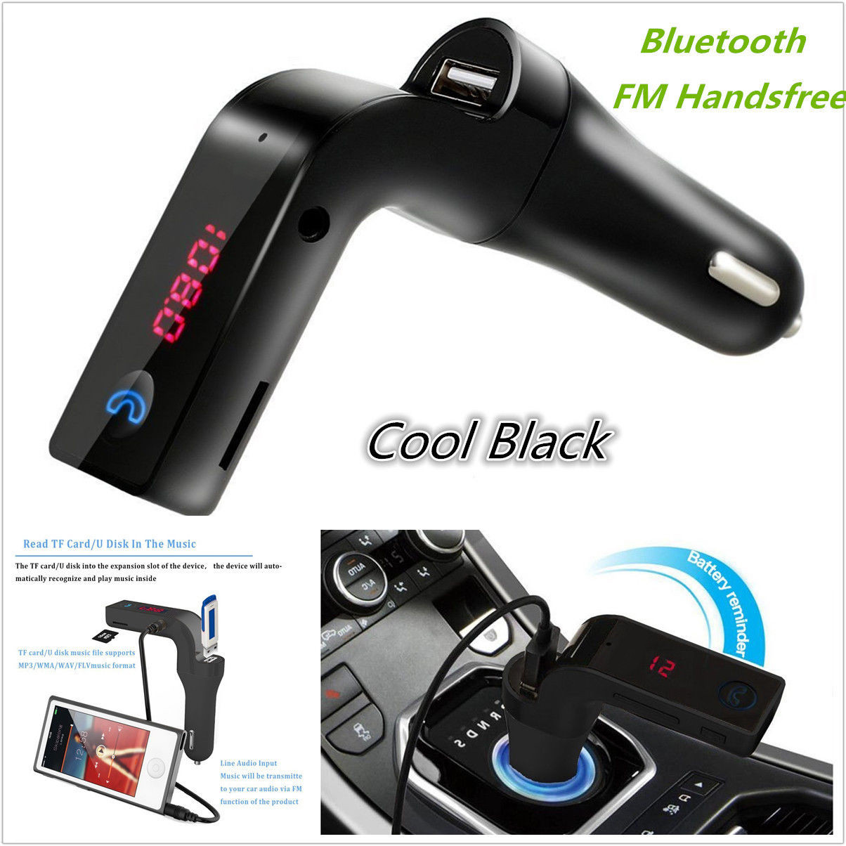 Rose Car Seat Covers Car Kit Handsfree FM MP3 Player USB Charger & AUX