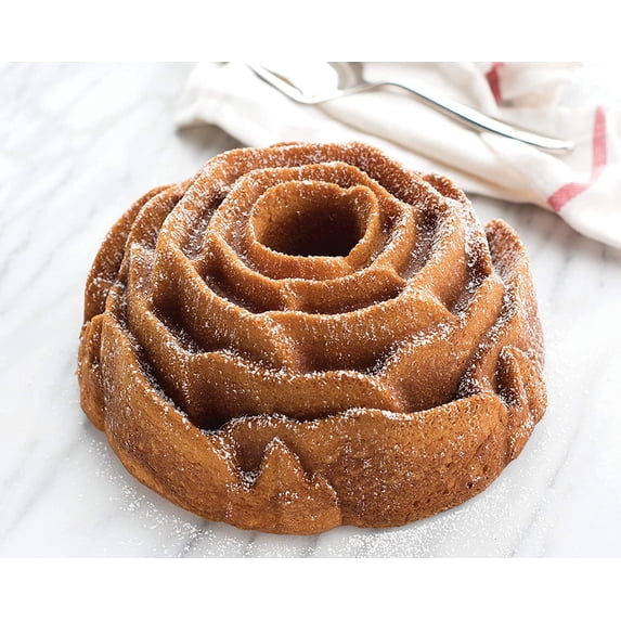 Rose Cast Aluminum Bundt Pan Copper Finish for Even Baking