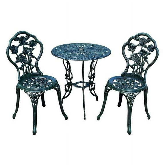 Rose Cast Metal 3 Piece Bistro Set - Verdi Green