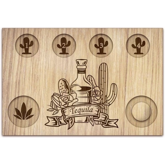 Rose Catus Drink Tequila Shot Glass Wooden Shot Glass Tray Rectangular Glass Holder with Salt Rim Glass Set