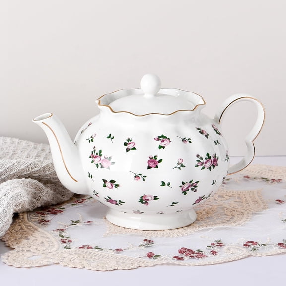 Rose Ceramic Teapot With Infuser 33oz Loose Leaf Tea Pot for Parties and Daily Use