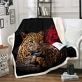 thumbnail image 1 of Rose Cheetah Fleece Throw Blanket Leopard Print Sherpa Blanket for Kids Boys Girls Romantic Red Rose Floral Plush Blanket Soft Decor 3D Animal Theme Fuzzy Blanket for Sofa Bed Couch, 40x50 Inch, 1 of 6