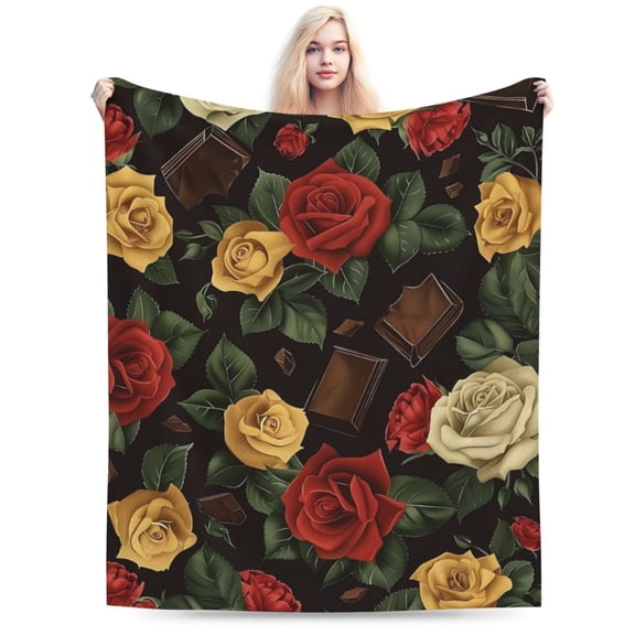 Rose Chocolate Blanket Soft Warm Lightweight for living room and bedroom décor 50x40