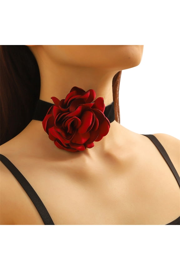 Rose Choker Women Velvet Choker Camellia Choker Goth Choker Flower Choker Necklace Gothics Necklace Vintage Choker