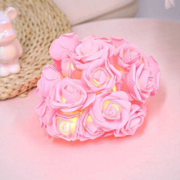 Rose Christmas Decoration String Lights Simulation Rose LED Light Post Lantern Lighting Fairy Lights Home Flower Party