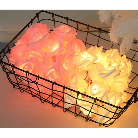 Rose Christmas Decoration String Lights Simulation Rose LED Light Post Lantern Lighting Fairy Lights Home Flower Party