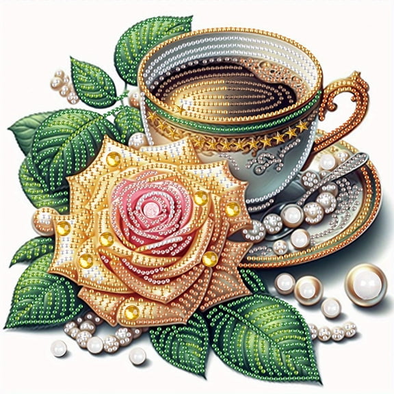 Rose Coffee Cup Diamond Art Painting Set