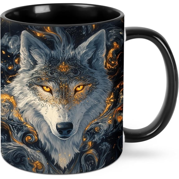Wolf Coffee Mug Ceramic Tea Cup 11oz Novelty Mugs with Handle Presents for Office Work Home